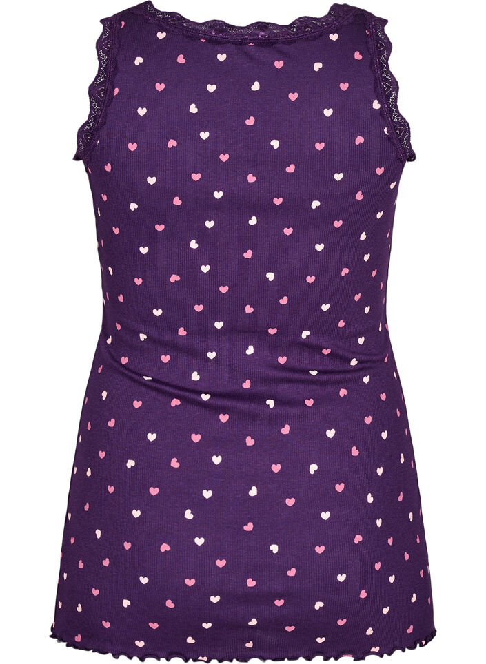 Top with print and lace edge, Purple, Packshot image number 1