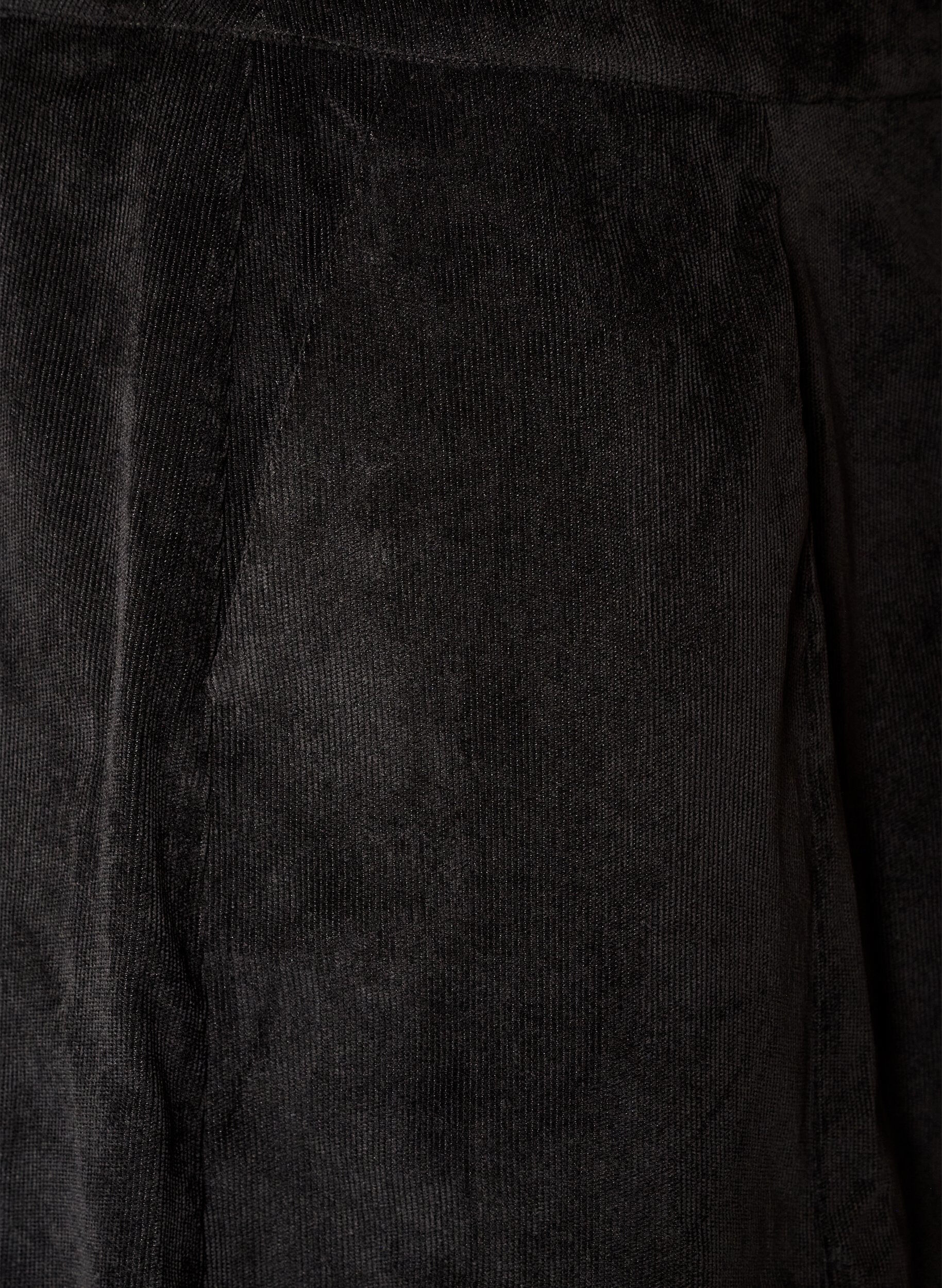ZizzifashionA-line corduroy skirt with buttons, Black, Packshot image number 3