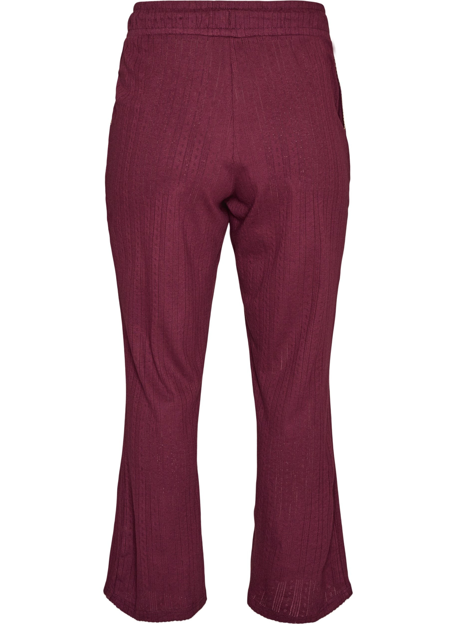 ZizzifashionOrganic cotton pyjama bottoms with eyelet embroidery, Dark Bordeaux, Packshot image number 1