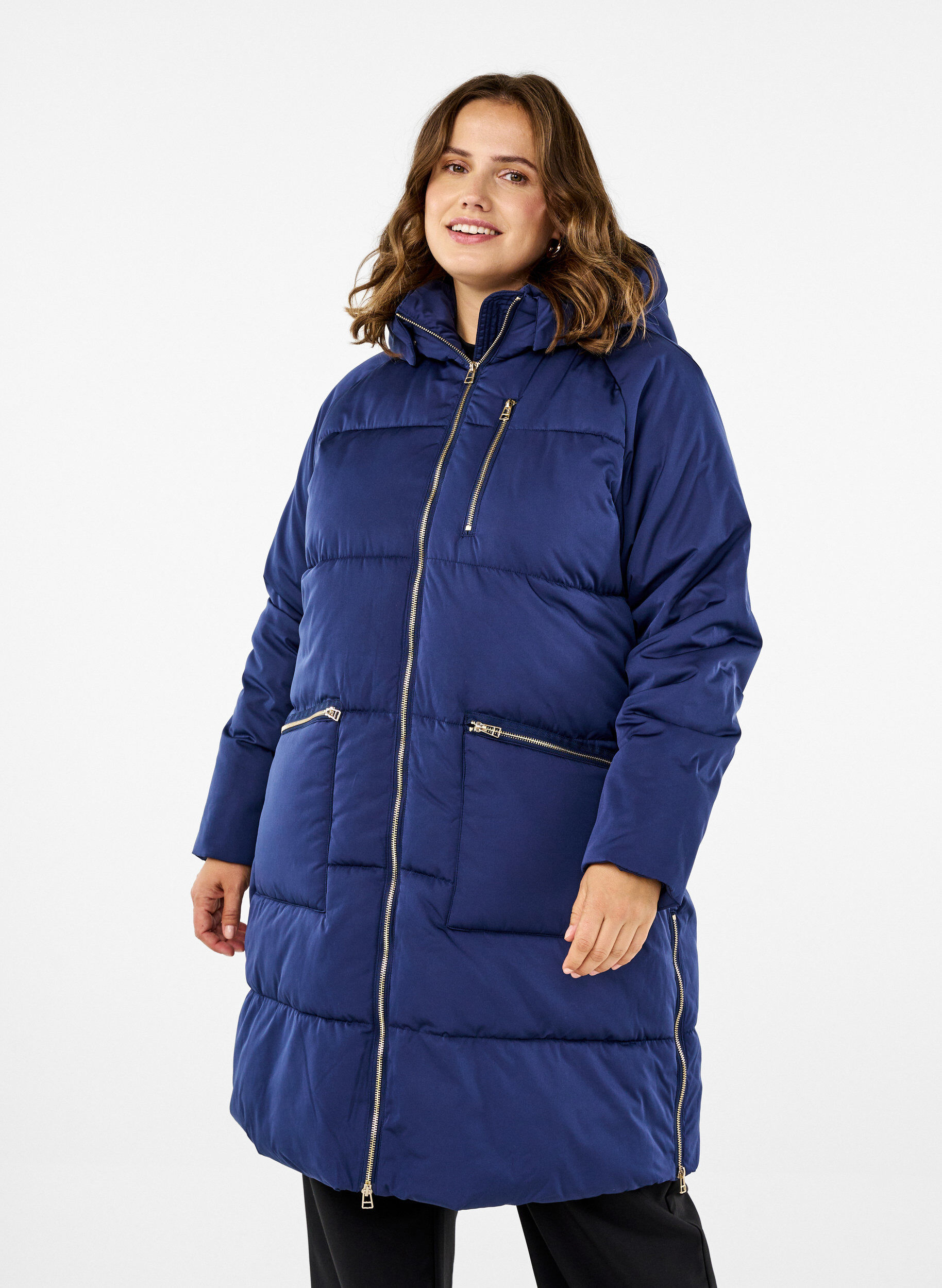 Zizzifashion Puffer coat with hood, Blue, Model image number 0