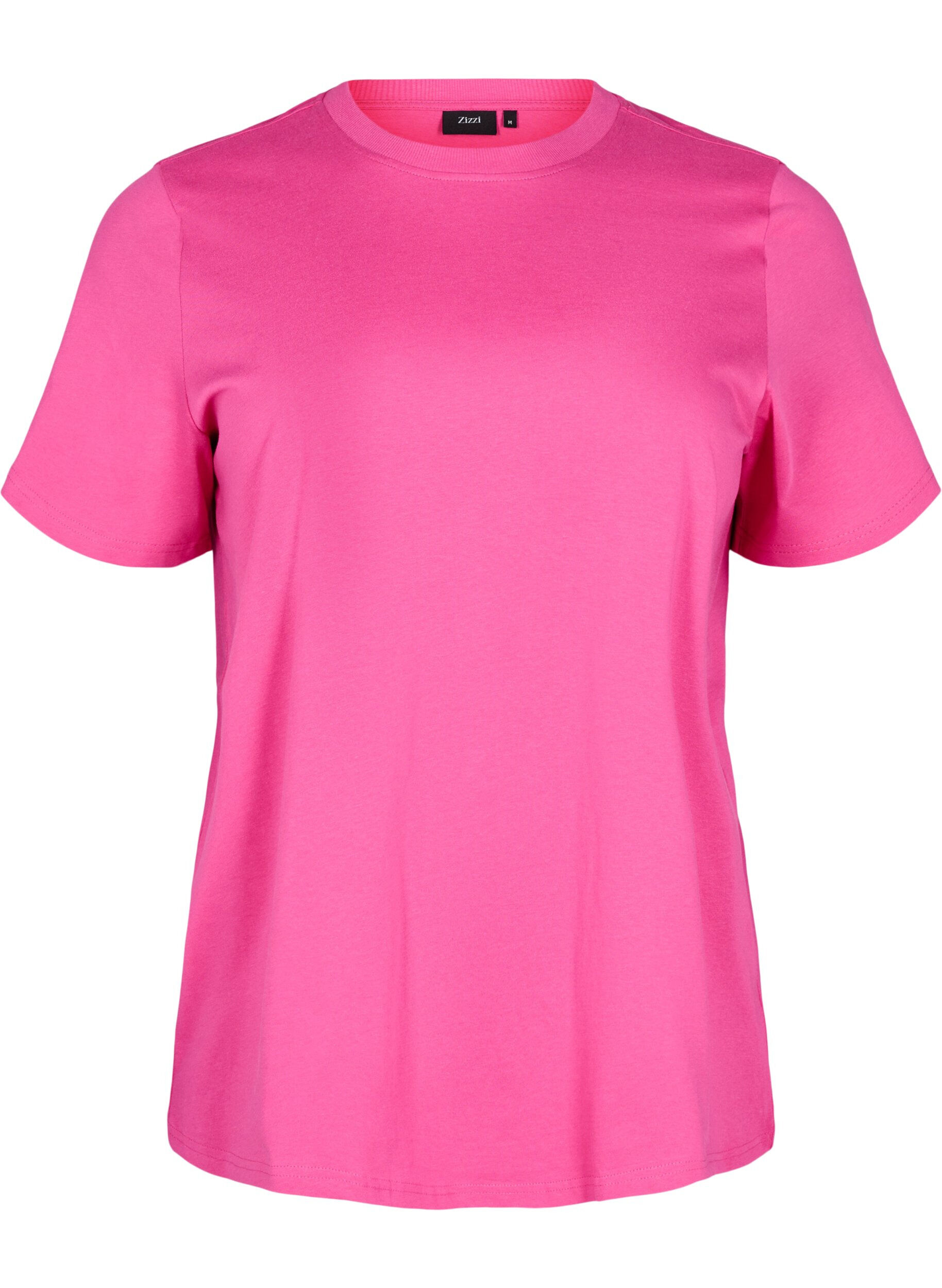 ZizzifashionBasic cotton T-shirt with round neck, Rose, Packshot image number 0