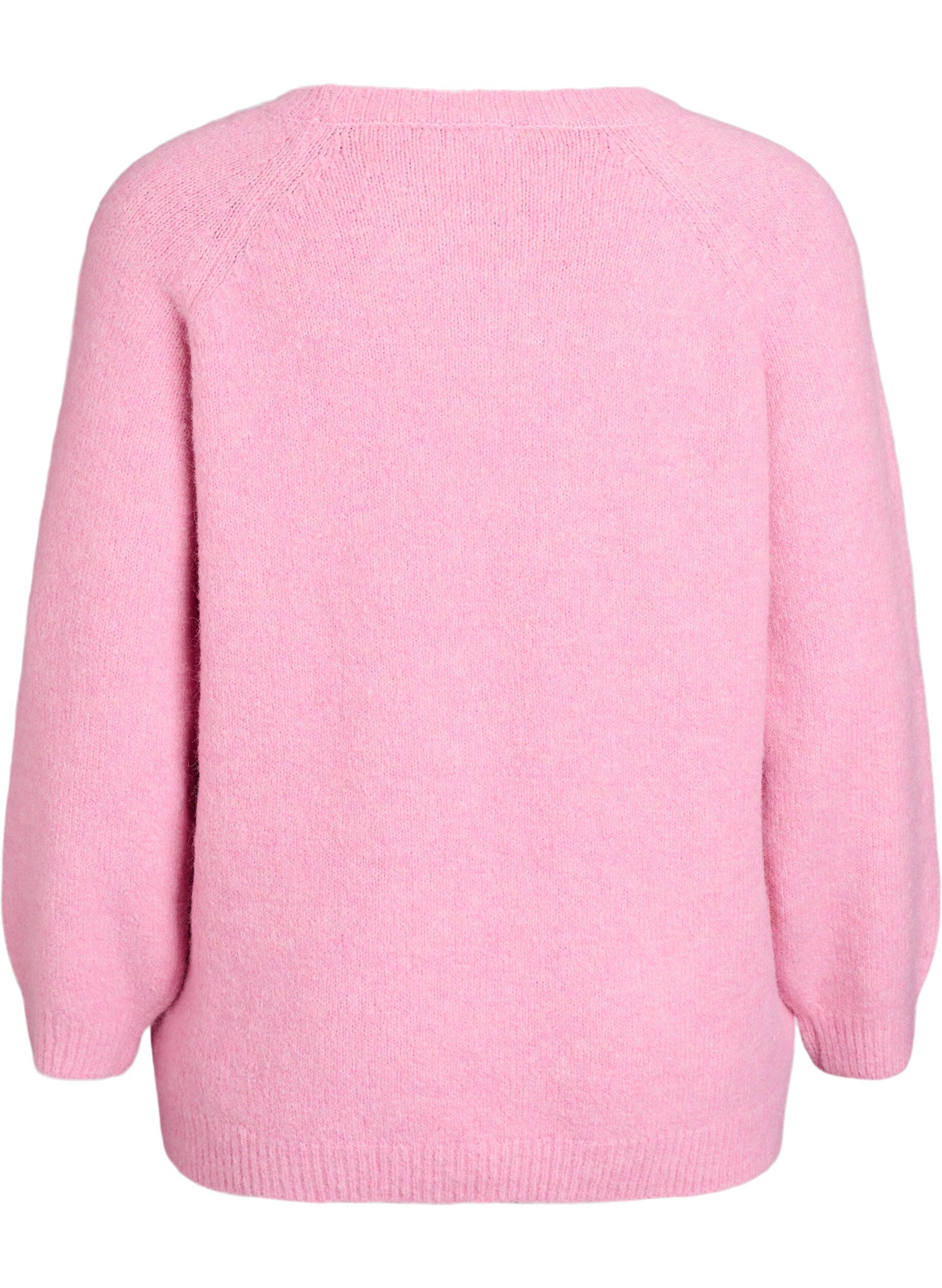 Zizzifashion Knitted blouse with raglan sleeves, Pink, Packshot image number 1