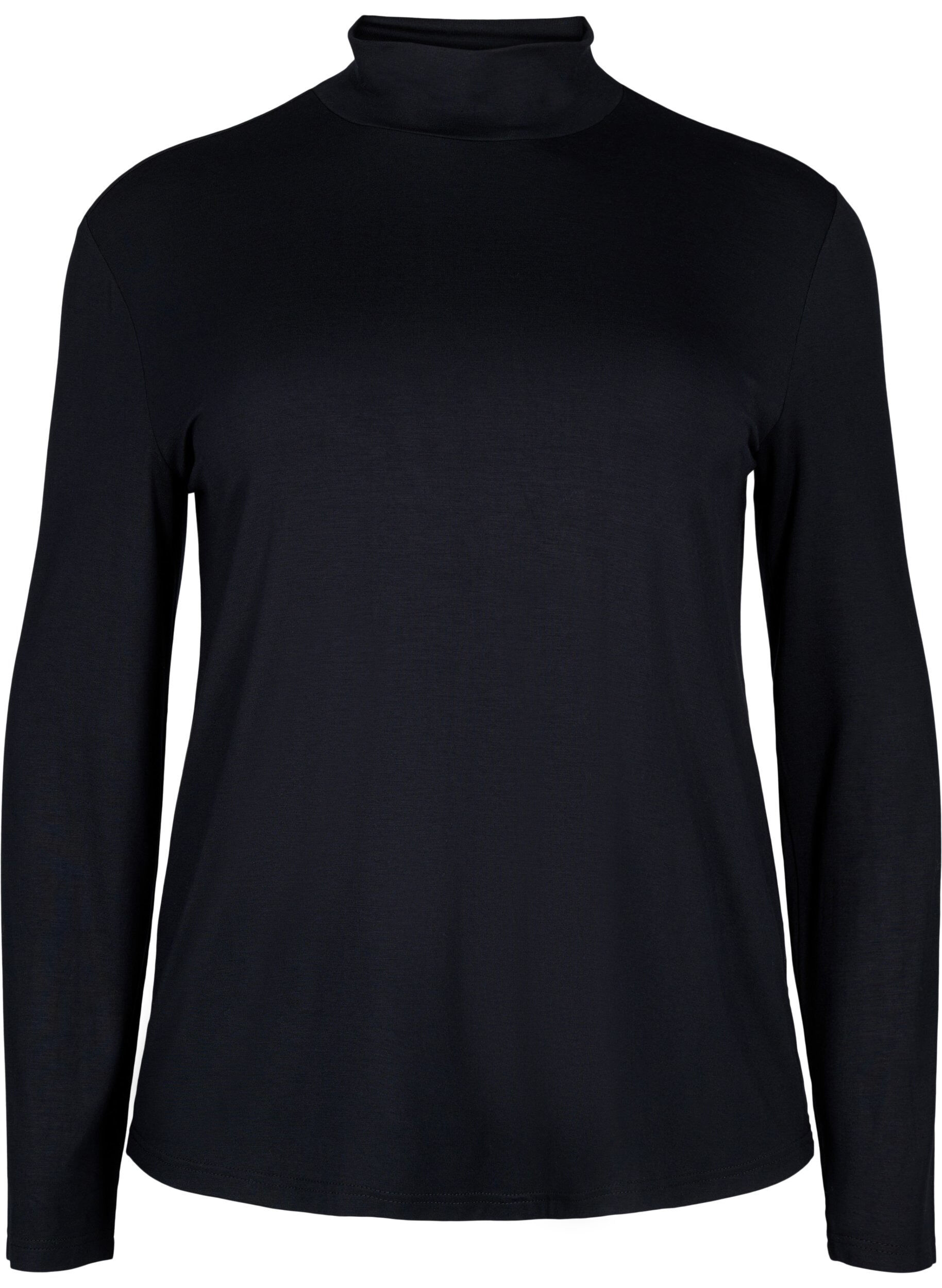 Zizzifashion Long-sleeved blouse with high neck, Black, Packshot image number 0