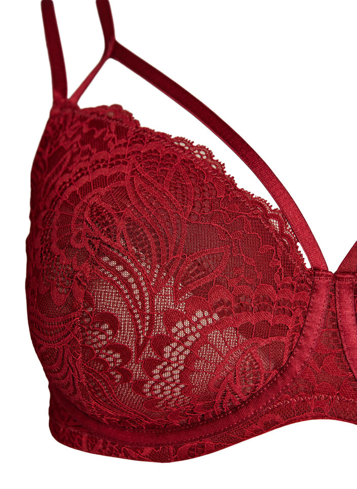 Full coverage bra with lace and double straps, Black, Packshot image number 2