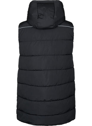 Hooded waistcoat with pockets, Black, Packshot image number 1