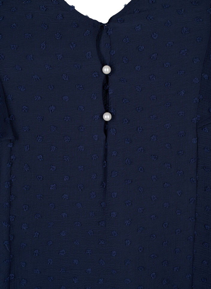 Blouse with dotted texture and short sleeves, Navy Blazer, Packshot image number 2