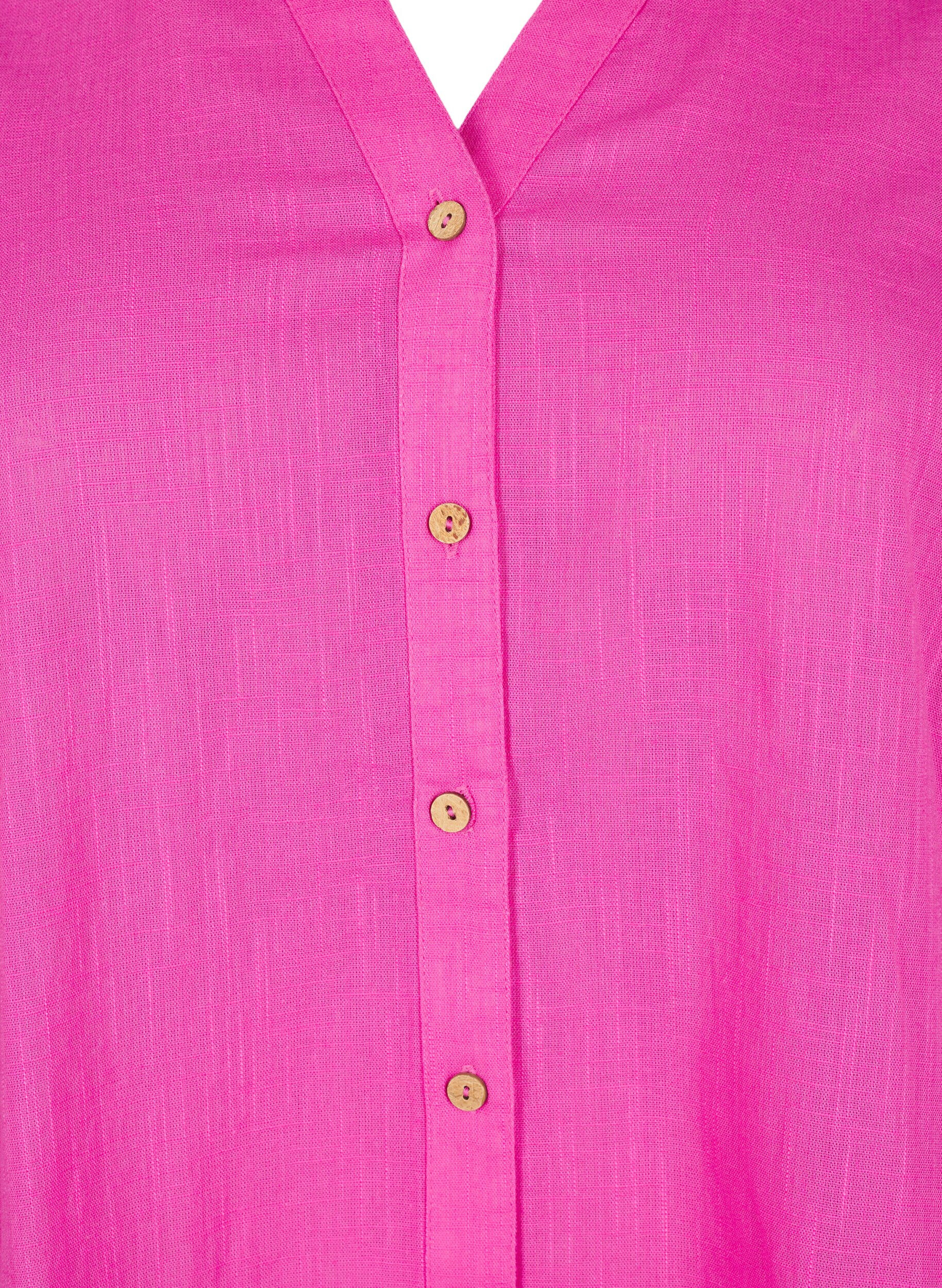 ZizzifashionCotton shirt blouse with a v-neck, Rose, Packshot image number 2