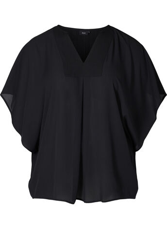 V-neck blouse with batwing sleeves