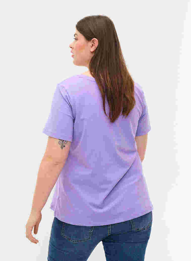 Basic plain cotton t-shirt, Paisley Purple, Model image number 1