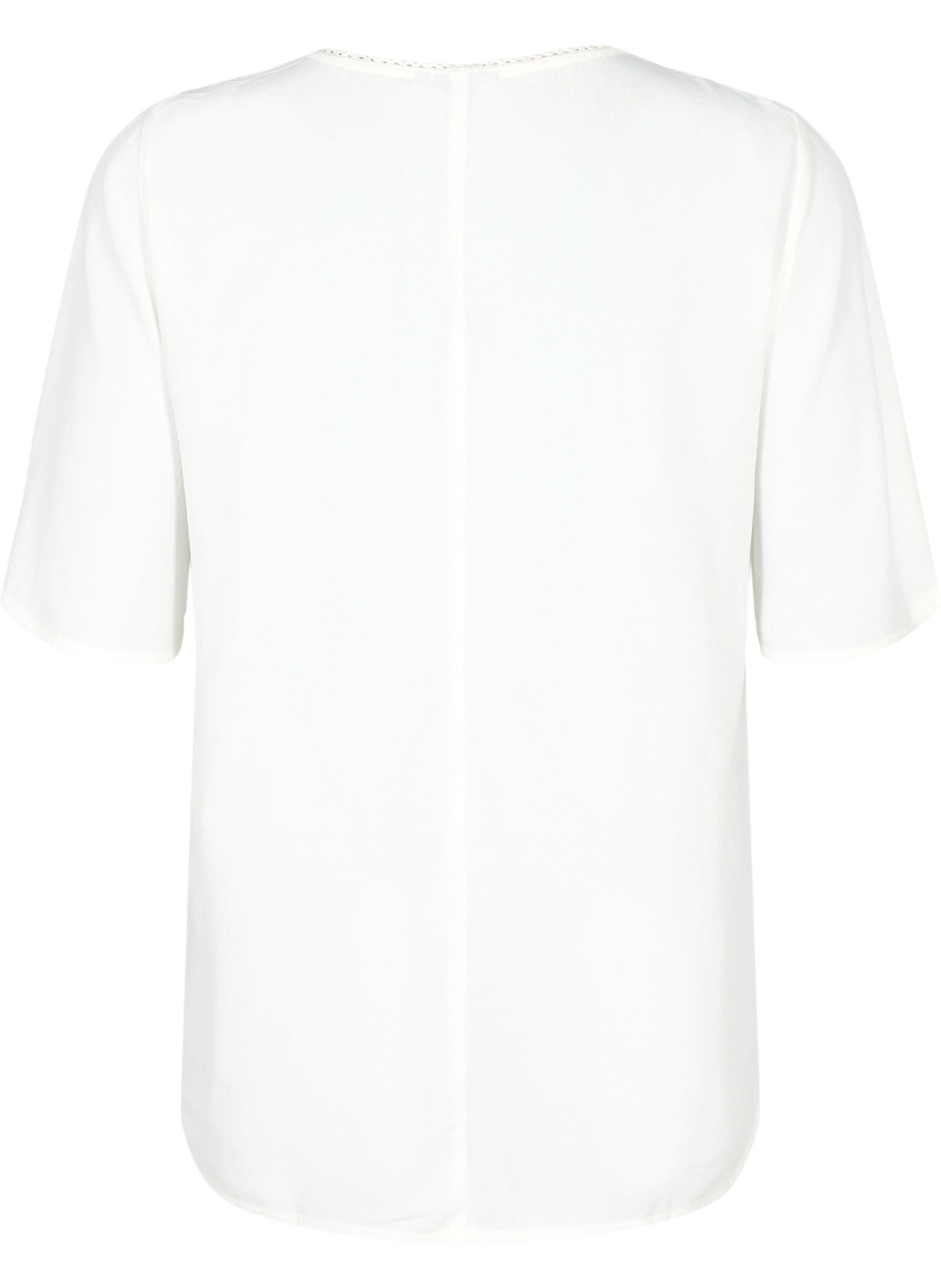 Zizzifashion Viscose blouse with 1/2 sleeves and embroidery detail, Snow White, Packshot image number 1