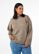 Knitted jumper with ribbed edges, Walnut Mel., Model image number 0