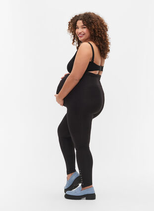 Pregnancy leggings in viscose with buttons, Black, Model image number 1