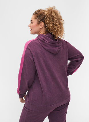 Hooded sweatshirt with zip, Blackberry Wine, Model image number 1