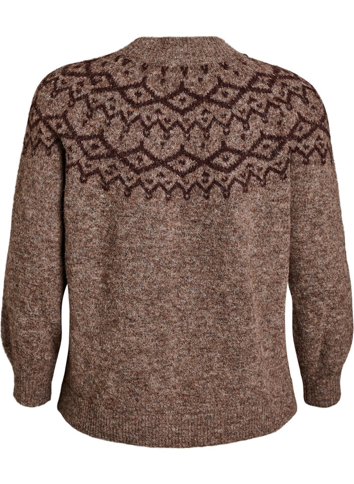Jumper with Nordic pattern, Brown, Packshot image number 1