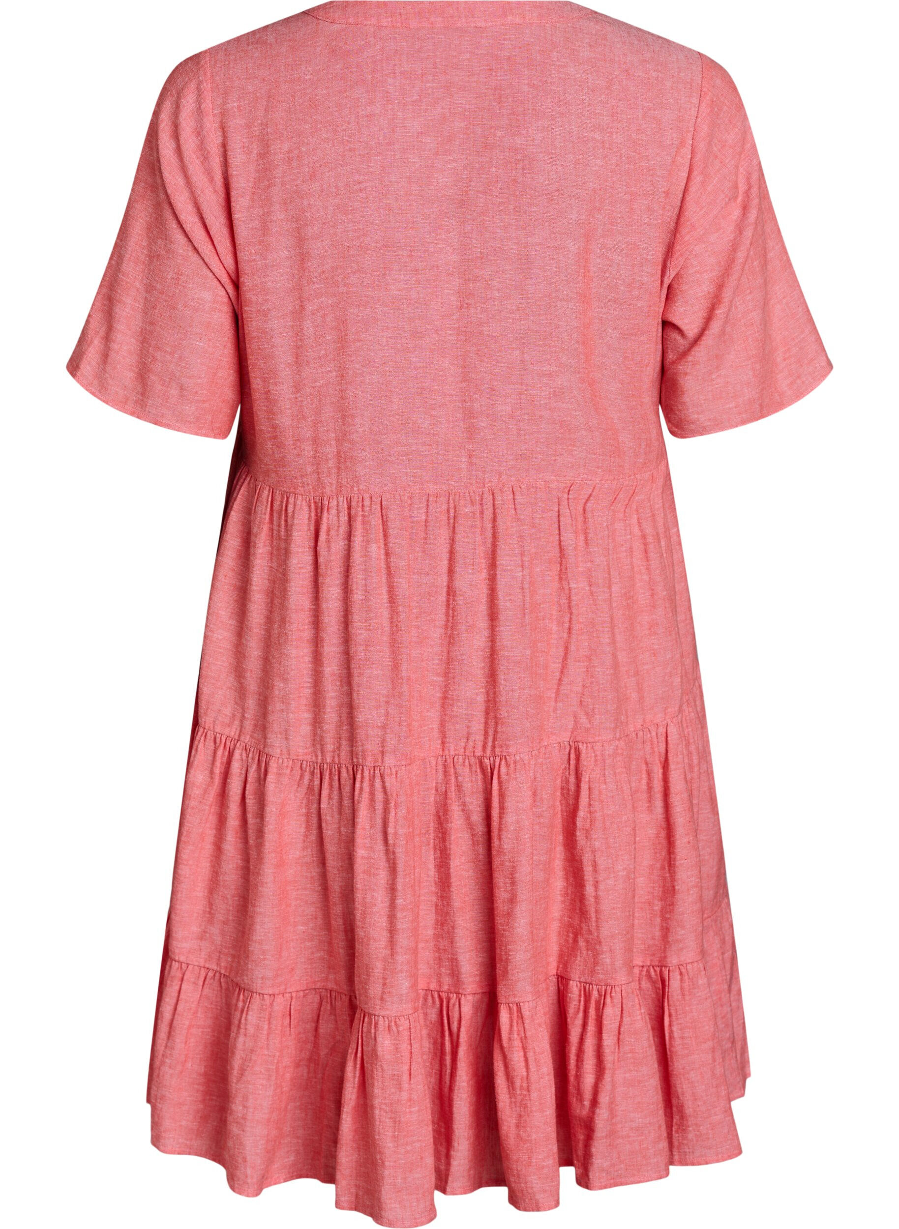 Zizzifashion Knee-length A-line dress in linen and viscose, Coral, Packshot image number 1