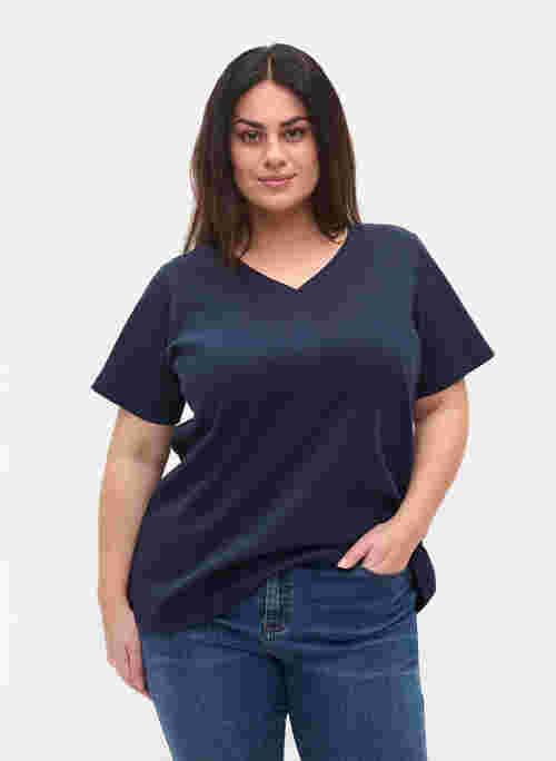 Cotton t-shirt with rib structure