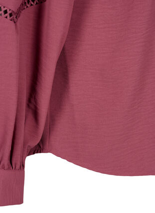 Shirt blouse with crochet details, Dry Rose, Packshot image number 3