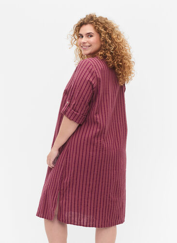 Striped cotton dress with 3/4 sleeves, R. Rose/D. P. Stripe, Model image number 1