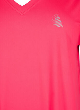 Loose training t-shirt with v-neck, Neon Diva Pink, Packshot image number 2