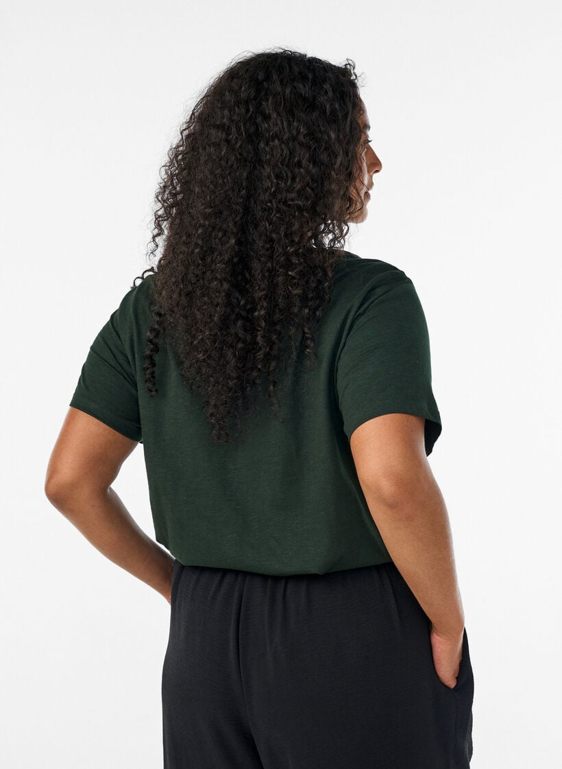 T-shirt with button detail, Green, Model image number 2