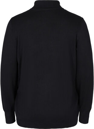Viscose knit blouse with turtleneck, Black, Packshot image number 1