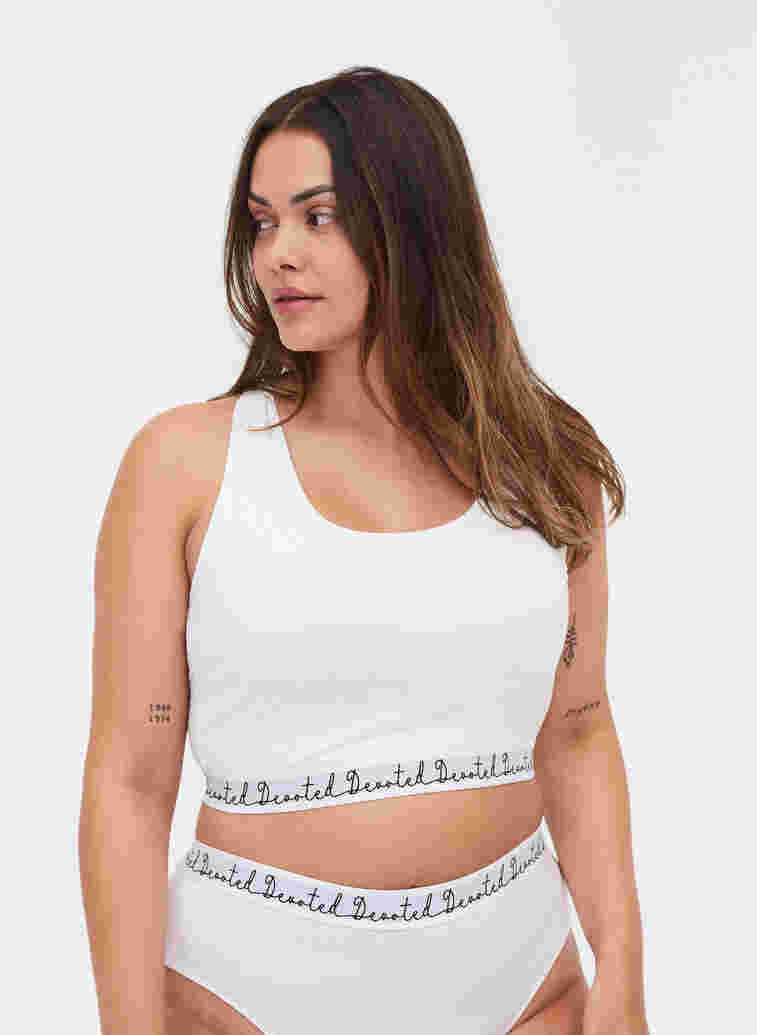 Cotton bra with round neckline, Bright White, Model image number 0