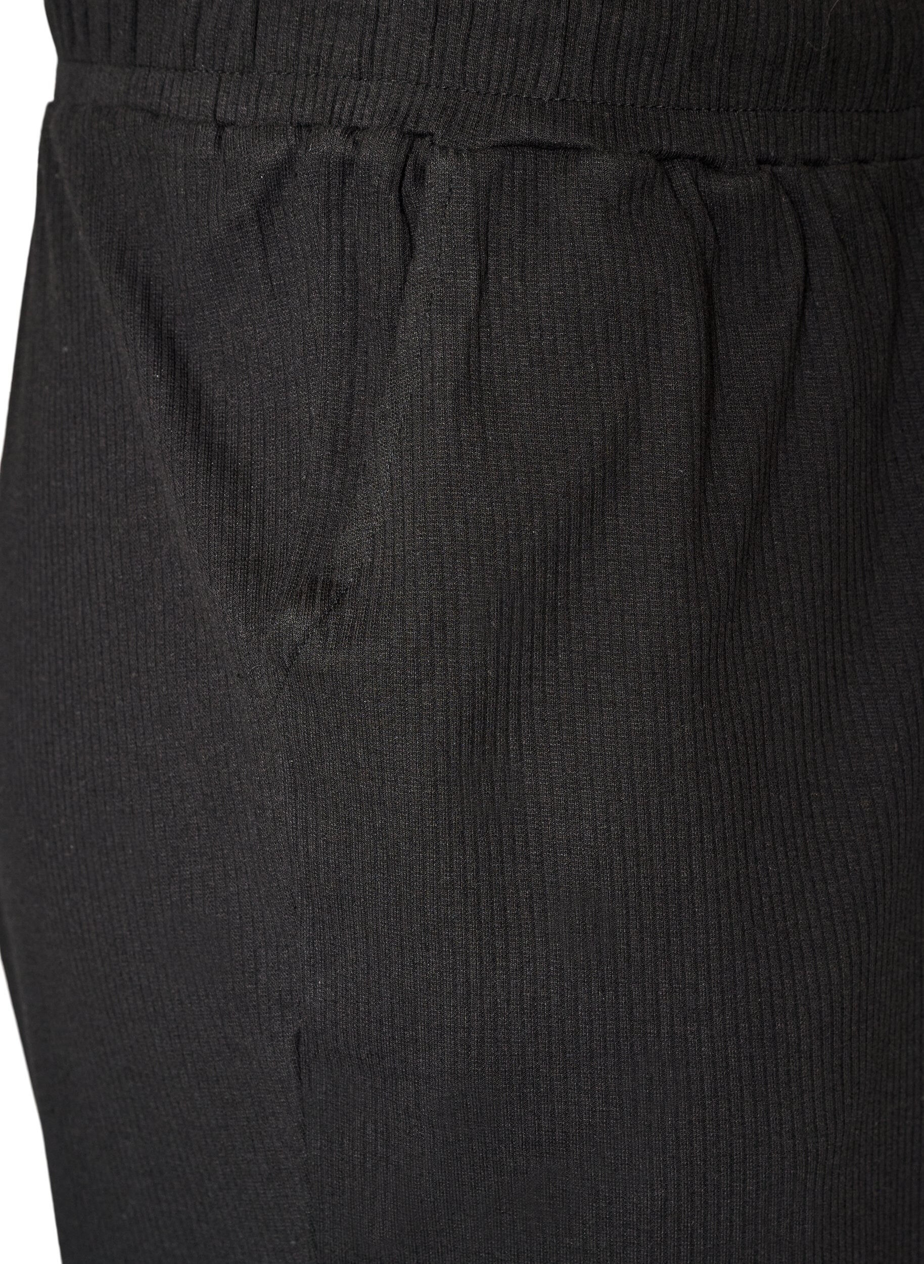 ZizzifashionRibbed pyjama bottoms with straight legs, Black, Packshot image number 3