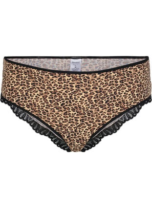 Knickers with leopard print and lace, Leopard Print, Packshot image number 0