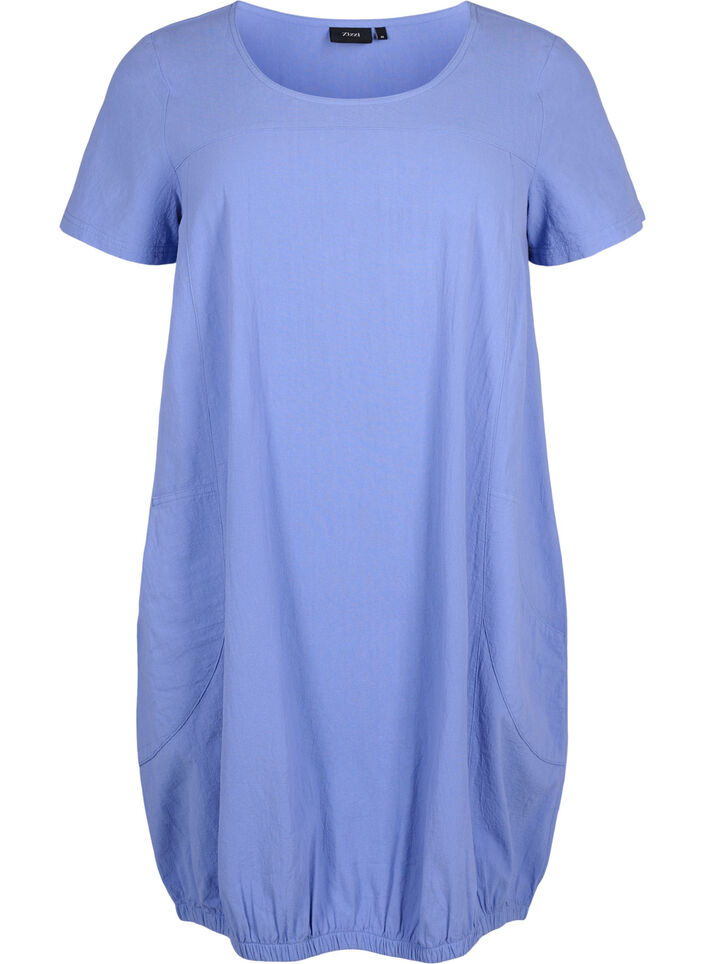 Short sleeve cotton dress, Blue, Packshot image number 0