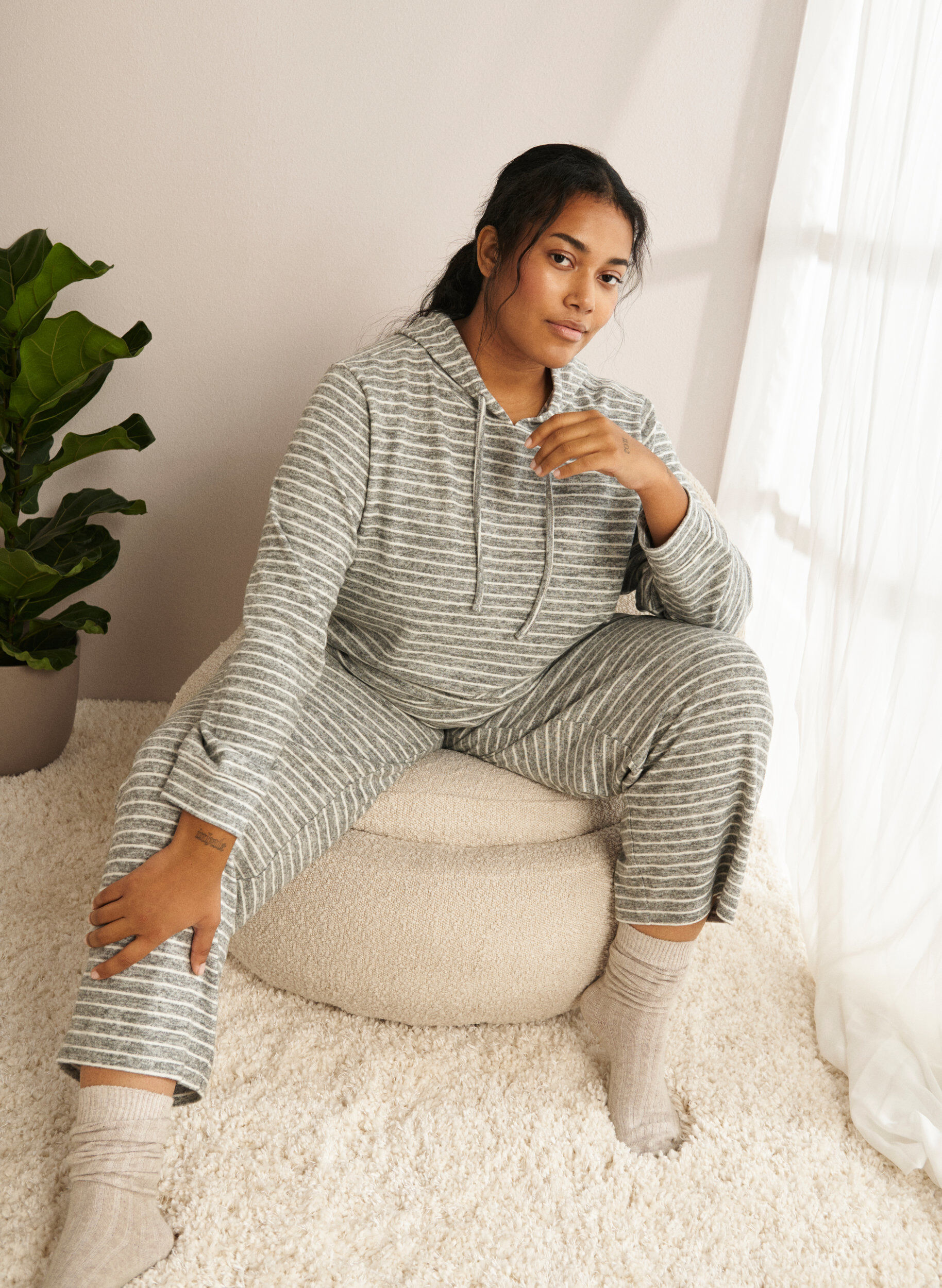 Zizzifashion Loose hoodie with stripes, DGM Stripe, Image image number 0