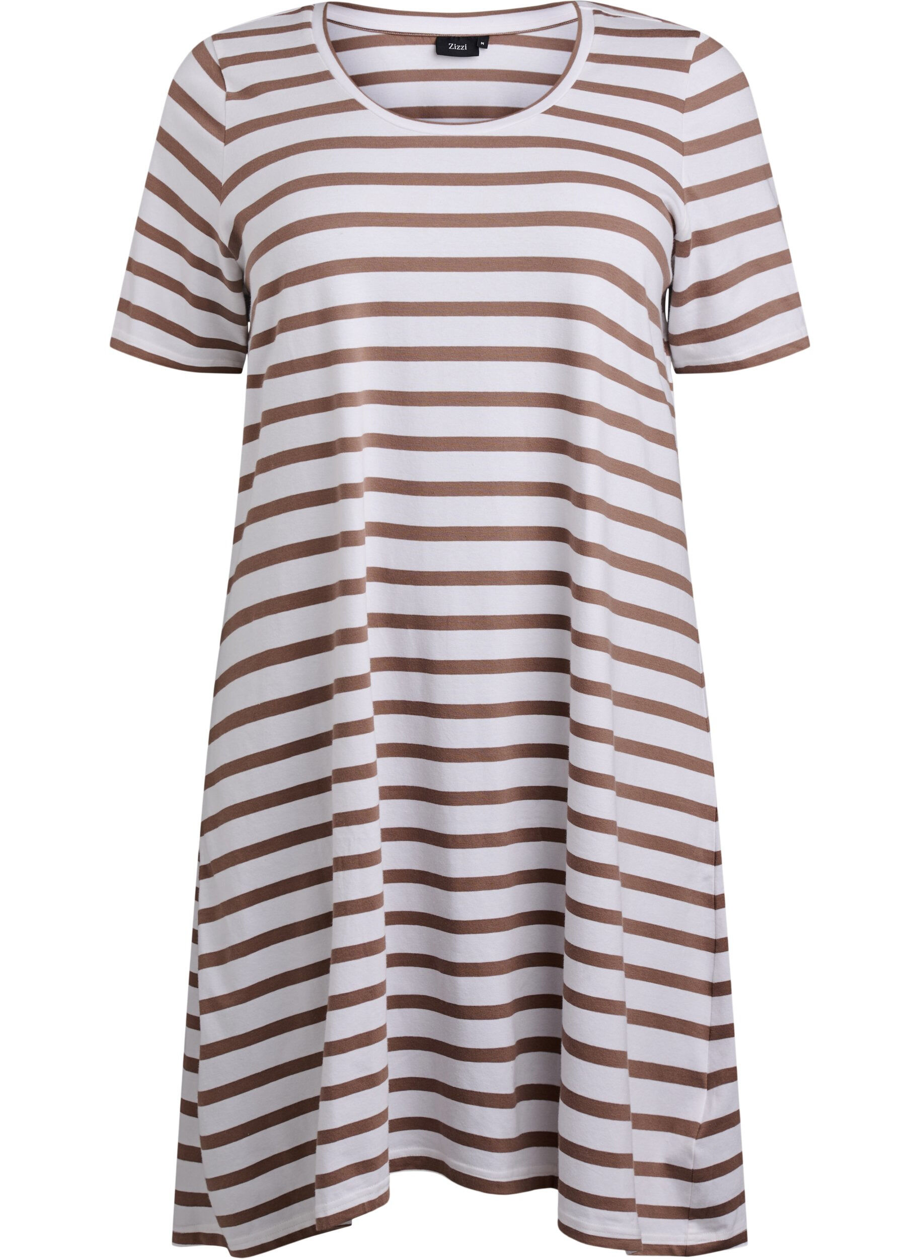 Zizzifashion Striped jersey dress with short sleeves, White, Packshot image number 0