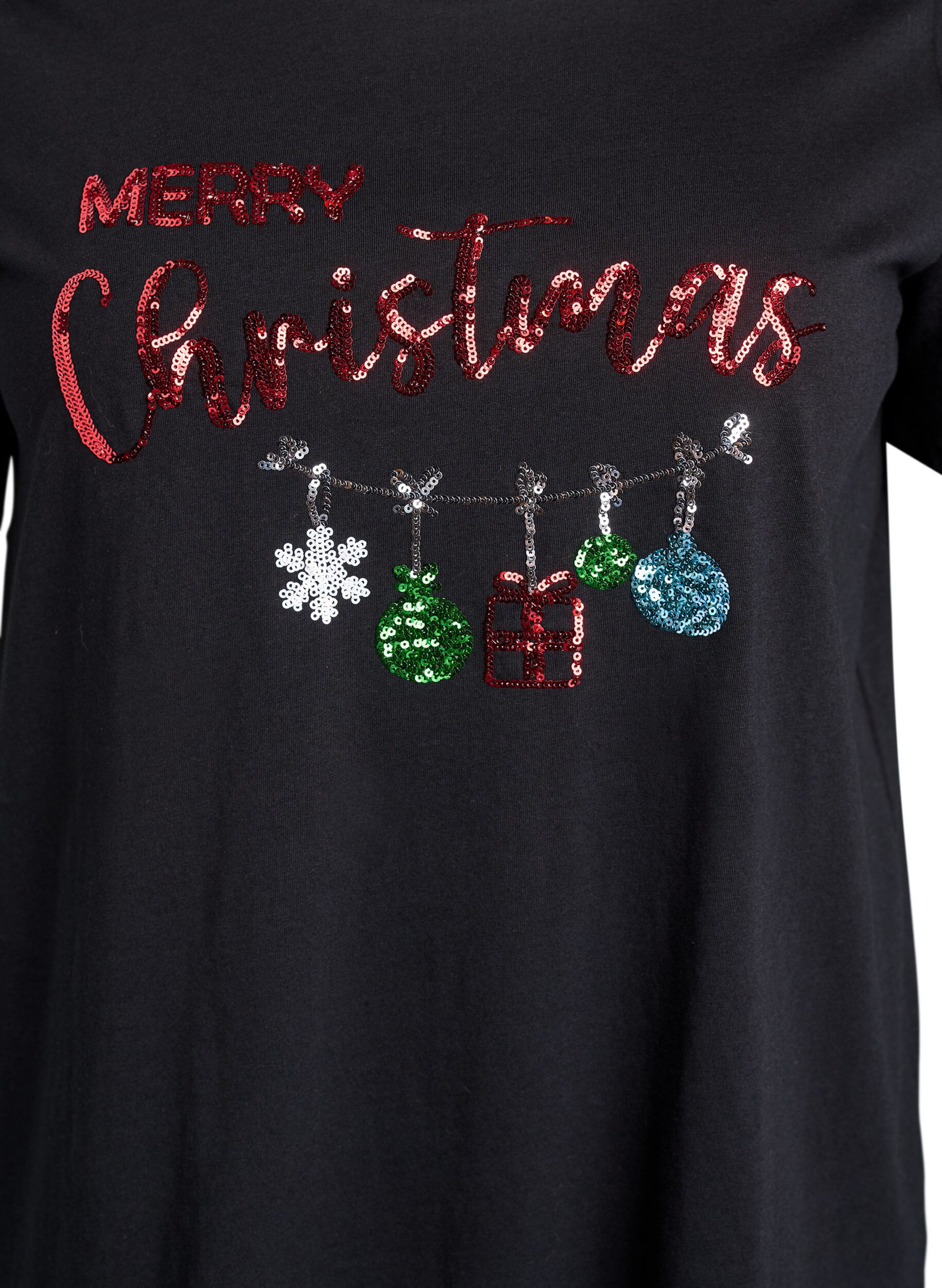 Zizzifashion Christmas t-shirt in organic cotton, Black, Packshot image number 2