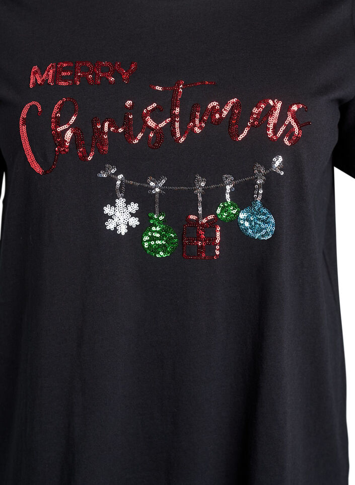 Christmas t-shirt in organic cotton, Black, Packshot image number 2