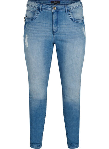 Super slim Amy jeans with slit and buttons, Light blue, Packshot image number 0