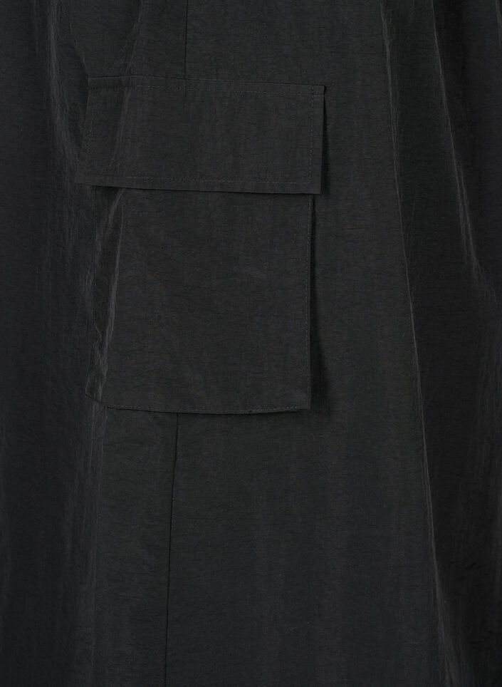 Midi skirt with slit and cargo pocket, Black, Packshot image number 4