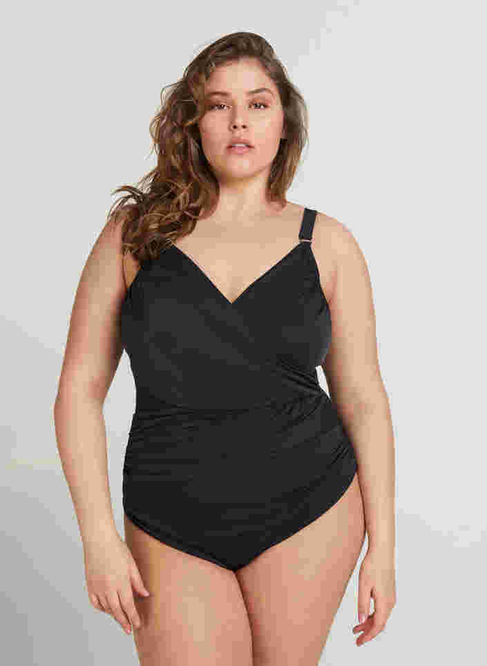Wrap swimsuit, Black, Model image number 3
