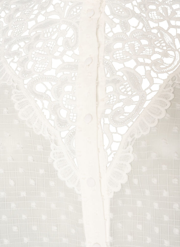 Shirt blouse with lace insert and dot pattern, Vanilla, Packshot image number 2