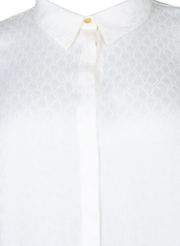 Shirt in viscose with tone-on-tone pattern, Bright White, Packshot image number 2