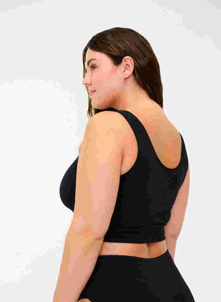 Wireless bra in a ribbed fabric, Black, Model image number 0