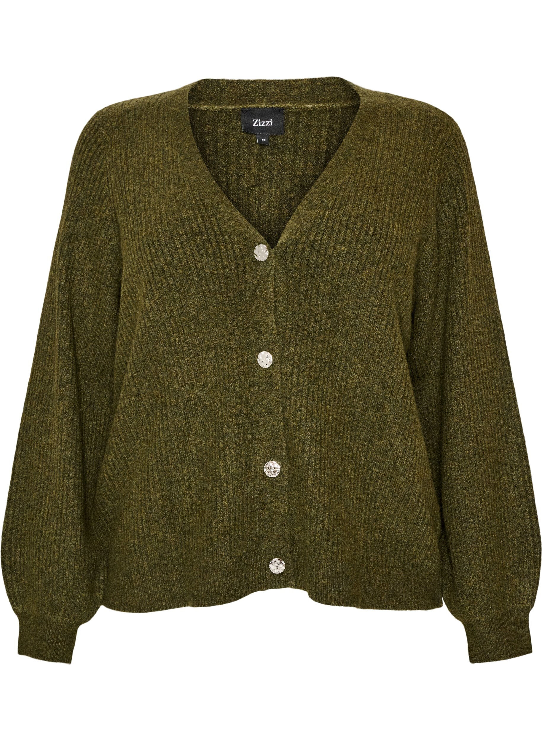Cardigan with V-neck and ribbed texture