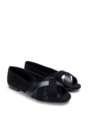 Pointed wide fit ballerina shoes, Black, Packshot image number 1