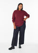 Melange knit blouse with round neck, Red, Model image number 1
