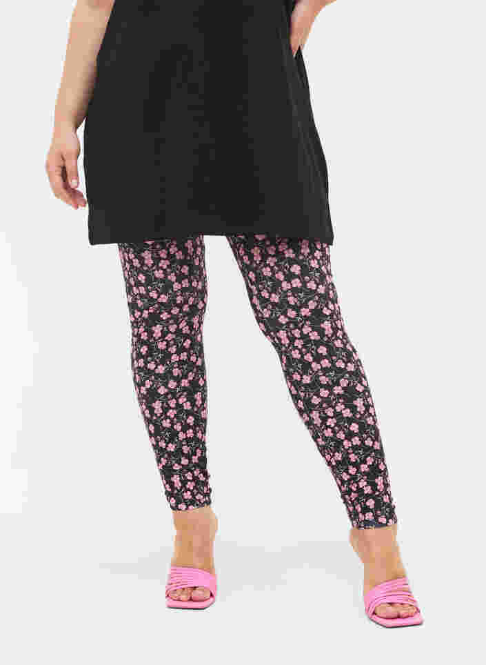 Printed leggings, Black Flower AOP, Model image number 2
