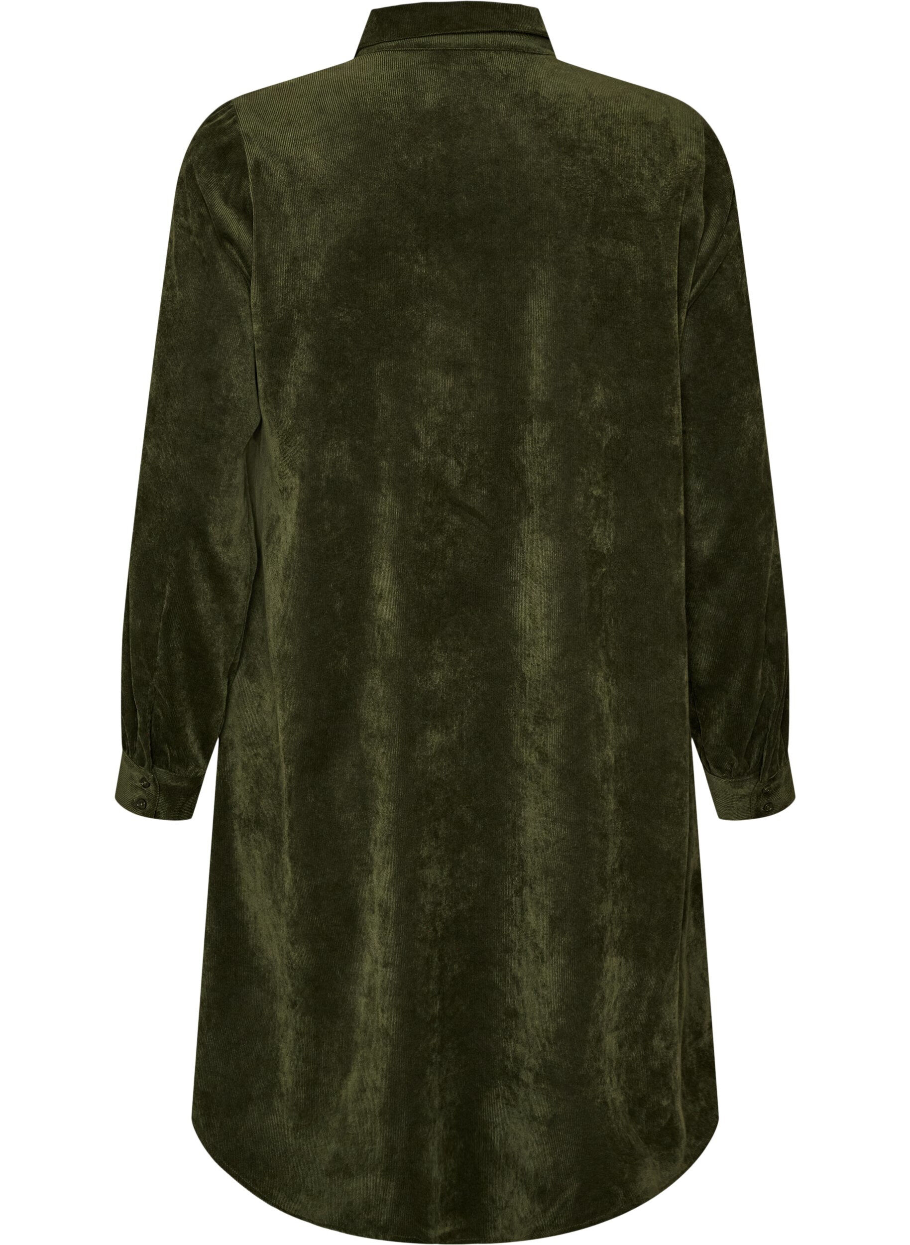 ZizzifashionCorduroy shirt dress with collar and button fastening, Green, Packshot image number 1