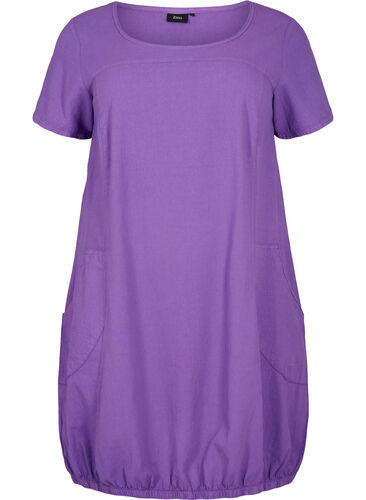 Short-sleeved cotton dress, Deep Lavender, Packshot image number 0