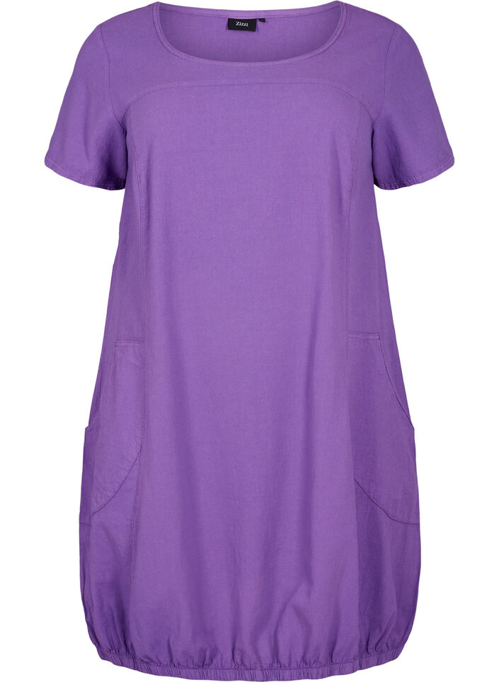 Short-sleeved cotton dress, Deep Lavender, Packshot image number 0