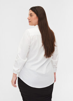 Organic cotton shirt with collar and buttons, White, Model image number 1