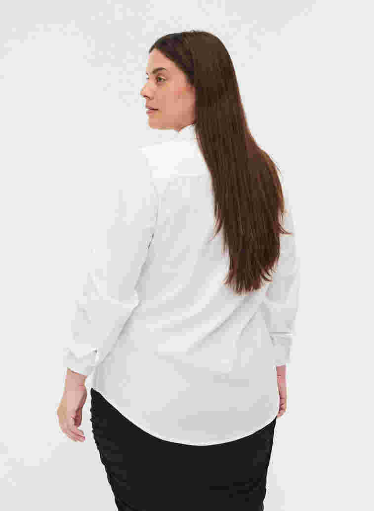 Organic cotton shirt with collar and buttons, White, Model