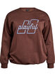 Sweatshirt with embroidered text, Brown, Packshot image number 0