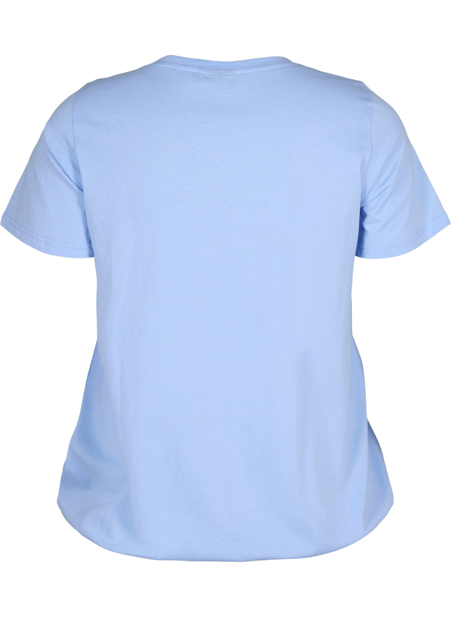 Zizzifashion Short-sleeved cotton T-shirt with elasticated hem, Serenity w. Live, Packshot image number 1